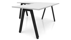 L Shaped Desk Shells PBD Furniture 72in x 72in  Metal A-Leg L-Shaped Desk