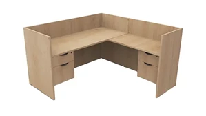 Workstations PBD Furniture Single Person Workstation - Double Hanging Pedestals