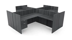 Workstations PBD Furniture Four Person Workstation - Single Hanging Pedestal