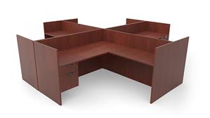 Workstations PBD Furniture Four Person Workstation - Single Hanging Pedestal