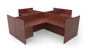 Workstations PBD Furniture Four Person Workstation - Single Hanging Pedestal