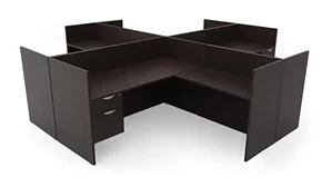 Workstations PBD Furniture Four Person Workstation - Single Hanging Pedestal