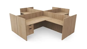 Workstations PBD Furniture Four Person Workstation - Single Hanging Pedestal
