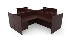 Workstations PBD Furniture Four Person Workstation - Single Hanging Pedestal