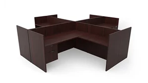 Workstations PBD Furniture Four Person Workstation - Single Hanging Pedestal