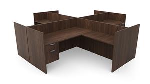 Workstations PBD Furniture Four Person Workstation - Single Hanging Pedestal