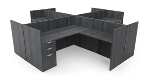 Workstations PBD Furniture Four Person Workstation - Single Pedestal