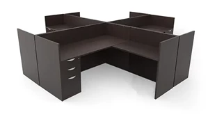 Workstations PBD Furniture Four Person Workstation - Single Pedestal