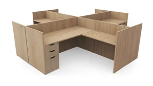 Workstations PBD Furniture Four Person Workstation - Single Pedestal
