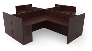 Workstations PBD Furniture Four Person Workstation - Single Pedestal