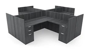 Workstations PBD Furniture Four Person Workstation - Double Pedestal
