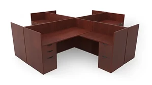 Workstations PBD Furniture Four Person Workstation - Double Pedestal