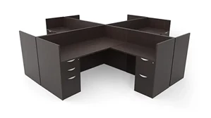 Workstations PBD Furniture Four Person Workstation - Double Pedestal
