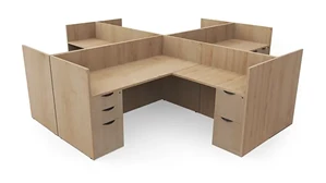 Workstations PBD Furniture Four Person Workstation - Double Pedestal