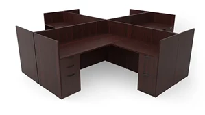 Workstations PBD Furniture Four Person Workstation - Double Pedestal