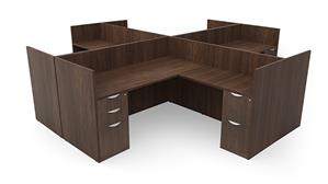 Workstations PBD Furniture Four Person Workstation - Double Pedestal