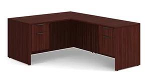 L Shaped Double Pedestal Desks PBD Furniture 60in x 77in Double Hanging Pedestal L-Desk