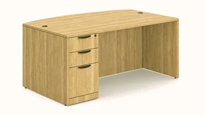 Stand-Alone Single Pedestal Desks PBD Furniture 72in W x 41in D Single Pedestal BBF Bow Desk