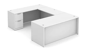 U Shaped Double Pedestal Desks PBD Furniture U-Desk 71in W x 108in D with Double 2 Drawer Pedestals