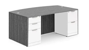 Stand-Alone Double Pedestal Desks PBD Furniture 72in Two Tone Double Pedestal Bow Front Desk