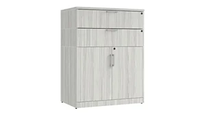 Low Storage Cabinets PBD Furniture Wood Door Storage Cabinet with Double Stack Drawer