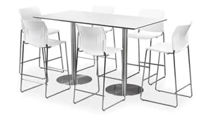 Cafeteria Tables PBD Furniture 24in x 6ft Rectangular Cafe Height Table with Brushed Aluminum Base