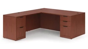 L Shaped Double Pedestal Desks PBD Furniture 60in x 65in Double Pedestal L-Shaped Desk