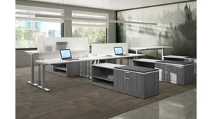 Standing Desks - Electronically Adjustable PBD Furniture 5 Person Standing Desk Workstation