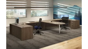 Workstations PBD Furniture Workstation 226in W x 96in D with 2 Pedestals and Corner Extension