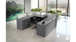 Reception Desks - U Shaped PBD Furniture U-Shaped Work Station with Reception Transaction Top