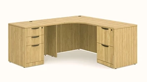 L Shaped Desks Office Source Furniture 72in x 66in Double Pedestal L-Desk with Corner Extention