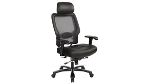 Ergonomic Task Chairs WFB Designs Big & Tall Dual Layer Air Grid Mesh & Leather Manager Chair with Headrest