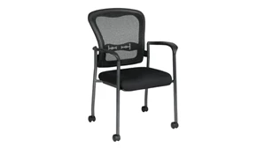 Lobby & Guest Chairs - Metal WFB Designs Mesh Back Visitor Chair with Casters and Black Fabric Padded Seat