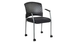 Lobby & Guest Chairs - Metal WFB Designs Plastic Vent Back Guest Chair with Arms, Casters and Enhanced Fabric Seat