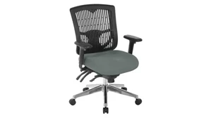 Ergonomic Task Chairs WFB Designs Contoured Plastic Black Back Manager Chair with Fabric Seat
