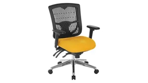 Ergonomic Task Chairs WFB Designs Contoured Plastic Black Back Manager Chair with Fabric Seat