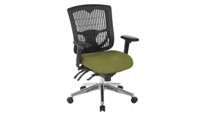 Ergonomic Task Chairs WFB Designs Contoured Plastic Black Back Manager Chair with Fabric Seat