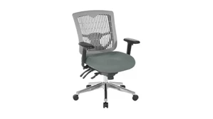 Ergonomic Task Chairs WFB Designs Contoured Plastic Grey Back Manager Chair with Fabric Seat