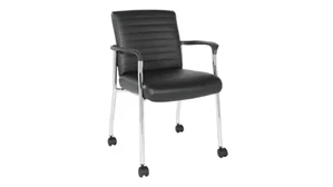 Lobby & Guest Chairs - Metal WFB Designs Low Back Faux Leather Guest Chair with Casters