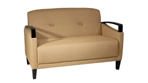 Loveseats WFB Designs Loveseat with Espresso Wood Accents in Essential Fabrics