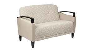 Loveseats WFB Designs Loveseat with Espresso Wood Accents in Premium Fabrics or Two-Tone Fabric