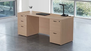 Stand-Alone Double Pedestal Desks WFB Designs 72in x 24in Double Pedestal Credenza Desk