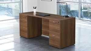 Stand-Alone Double Pedestal Desks WFB Designs 72in x 24in Double Pedestal Credenza Desk