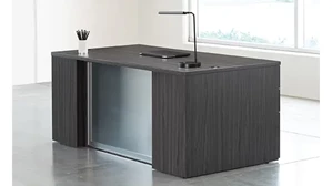 Stand-Alone Double Pedestal Desks WFB Designs Step Front Double Pedestal Desk with Glass Front