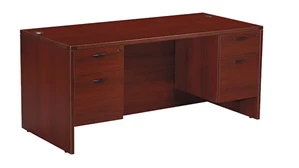 Stand-Alone Double Pedestal Desks Office Star Neenah Desk 60in W x 30in D with 2 Hanging Pedestals