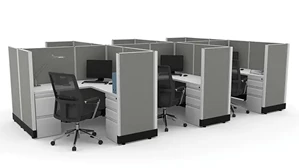 Cubicles WFB Designs 53in H 6-Person Double Ped and Fabric Panel Cubicles - Unpowered
