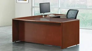 L Shaped Double Pedestal Desks Office Star L-Shaped Desk 72in x 87in Double Pedestal Bow Front Wood
