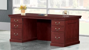 Wood Veneer Desks WFB Designs 72in x 36in Double Pedestal Wood Veneer Desk