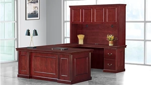 U Shaped Desks with Hutch WFB Designs Executive Wood Veneer U-Desk with 4 Door Wood Hutch