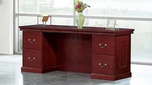 Wood Veneer Desks WFB Designs 72in x 24in Double Pedestal Wood Veneer Credenza Desk